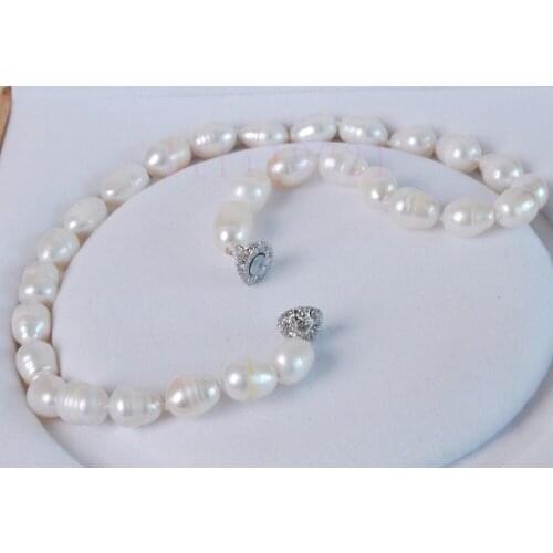 10-11MM white Freshwater cultured pearl necklace 18" LL0011