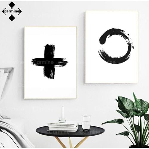 Calligraphy Poster Minimalist Symbol Canvas Picture Black White Wall Art Print Modern Art Painting for Living Room Bedroom Decor