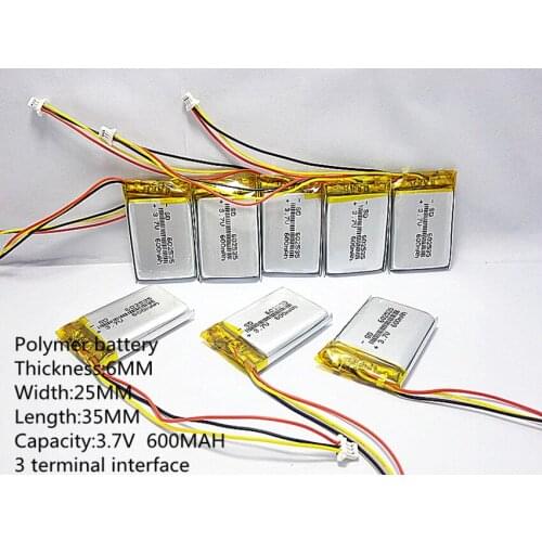 Polymer lithium battery 3.7 V, 600mah 602535 062535 can be customized wholesale CE FCC ROHS MS quality certification