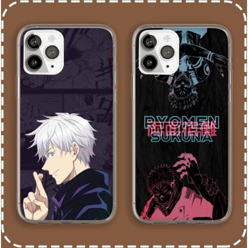 Jujutsu Kaisen Phone Case Transparent for iPhone 6 7 8 11 12 s mini pro X XS XR MAX Plus cover funda shell