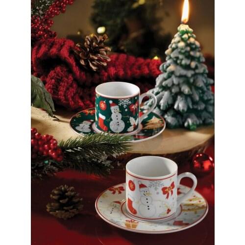 Christmas Coffee 2 Person Coffee Cup Set Porcelain mugs cup royal art painting creative european luxury kitchen decor tea 2021