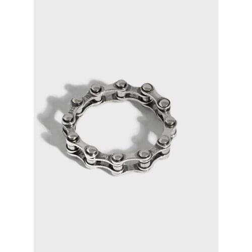 SHANICE Retro SS925 Sterling Silver ring ins cold wind retro bicycle chain Finger Ring Chunky Dome Ring punk Jewelry New Hot