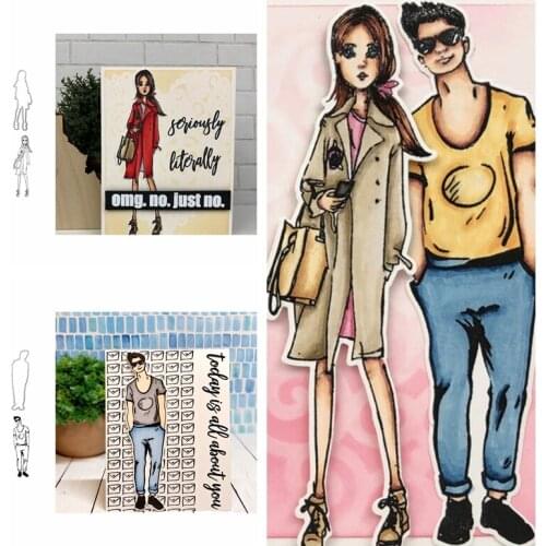 Lady And Gentleman Stamps And Dies For Card Making 2020 Cool GIrl&Man Clear Stamps And Dies for Scrapbooking