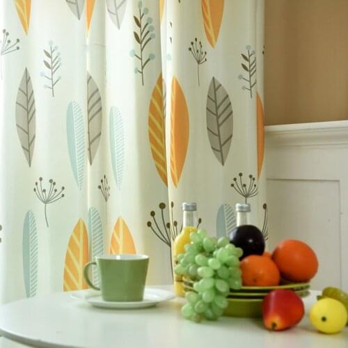 Single Panels Nordic Style Curtains for the Kitchen Leaves Pattern Window Decoration Rustic Kitchen Drapes for Living Room
