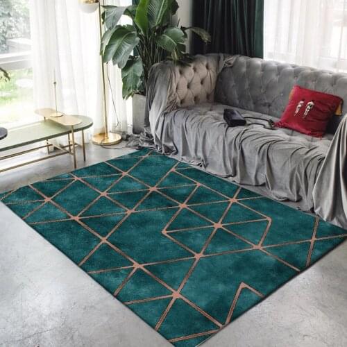 Modern Retro American Light Luxury Green Gold Geometric Door Cushion Bedroom Living Room Bedside CarpetCustom Size