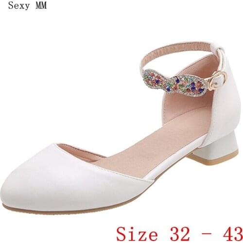 Summer Low High Heels Women D'Orsay Pumps Low High Heel Shoes Stiletto Woman Wedding Shoes Plus Size 32 33 - 40 41 42 43