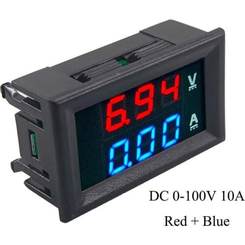 High Quality DC 100V 10A Voltmeter Ammeter Blue + Red LED Amp Dual Digital Volt Meter Gauge