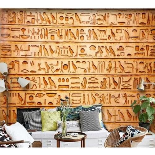 XUE SU Custom wallpaper HD Egyptian relief fresco bird and TV background wall decoration painting