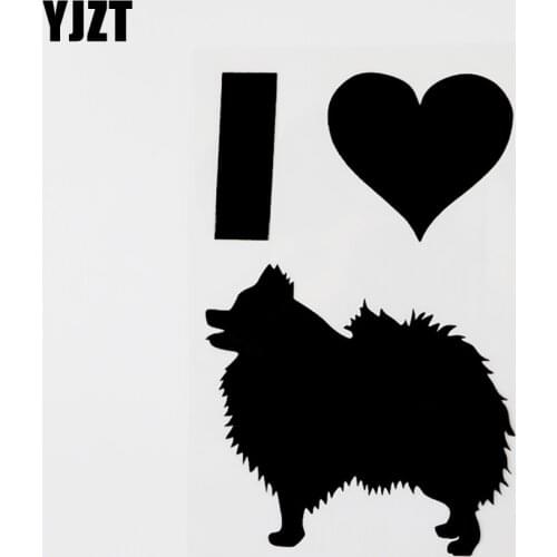 YJZT 10.5CM×16.1CM I love Pomeranians Vinyl Animal Decal Car Sticker Black/Silver 8C-0652