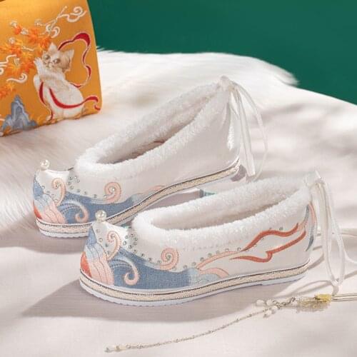 Women Traditional Chinese Style Ancient Dance Retro Hanfu Embroidered Shoes Oriental Performance Short Boots Cosplay Footwear