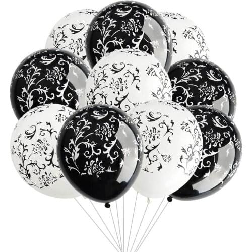 10pcs 12inch Black White Silk Latex Balloons Birthday Party Decorations Adult Wedding Decor Helium Globos Baby Shower Ballon