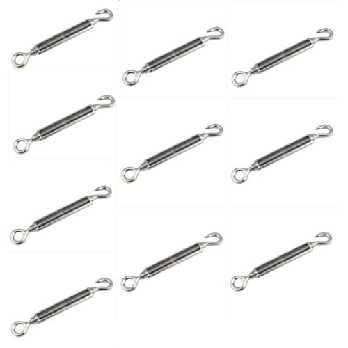 10pcs Durable Stainless Steel Eye Turnbuckle Galvanized Hook Screw Hook 97mm Rigging Rope Cable Screw Hook