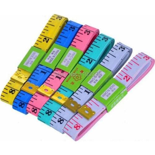 200pcs 60 inch 150cm Double-Scale Double Sides Soft Tape Measure Tools Body Measuring Tailor Ruler sewing Tool Flat Mixed Colors
