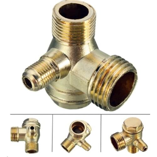 WENXING 3 Port Check Valve Zinc Alloy Male Thread Check Valve Connector Tool For Air Compressor 90 Degree