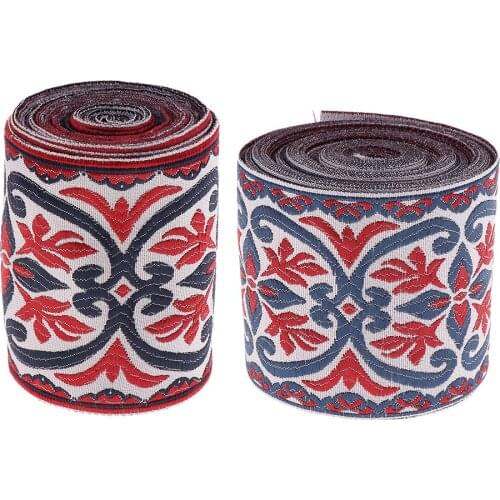 5 Meters Wine Red Jacquard Trim Border Ribbon Embroidered Trim Sew Supplies