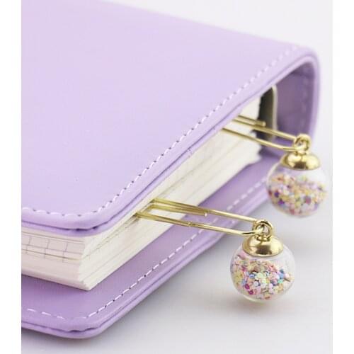 5 pcs/box Creative Glass Ball Paper Clips Cute Kawaii DIY Metal Bookmark Binder Notes Memo Clip Letter Office Clips Stationery