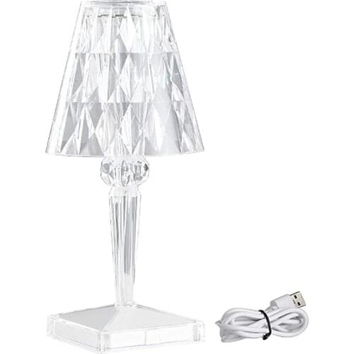 Diamond Table Lamp USB Rechargeable Acrylic Decoration Desk Lamps Bedroom Bedside Crystal Lighting Lamp