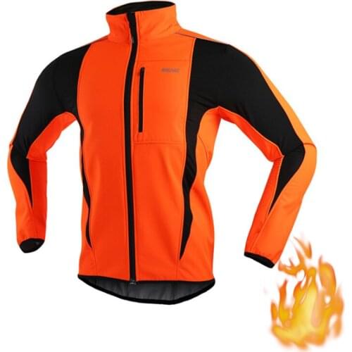 ARSUXEO Winter Cycling Jacket Fleece Thermal Reflective MTB Coat Mountain Bike Windproof riding Jacket Windbreaker sportwear