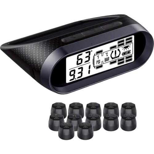 Factory offer solar power display wireless tire pressure monitor for truck tpms system 12 tires external tyre pressure sensor
