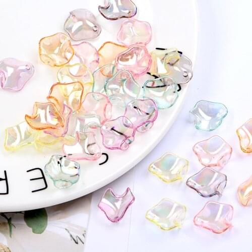 50pcs Acrylic Translucent Flower Petals Beads DIY Handmade Earrings Making Fashion Jewelry Findings Handwork Hair Accessories