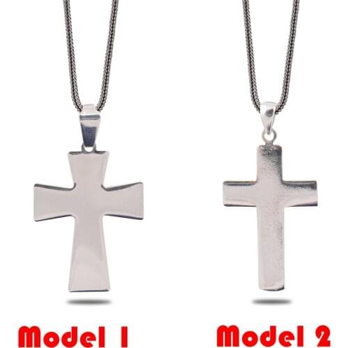 Silver Shiny Cross Pendant 925 Sterling Chain Handmade Necklace Special Gift for Christian Women and for Men