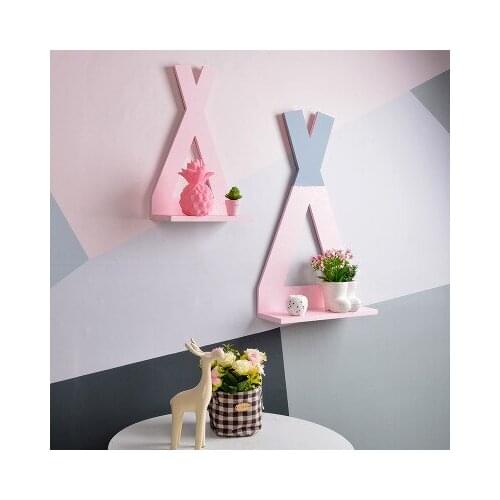Colorful 38*22cm No punching Wood triangle Board Wall X Hanging hanger Rack Child room Nordic decoration photography craft DIY