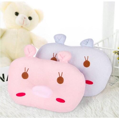 Baby Styling Pillow Newborn Pillow Color Cotton Bamboo Fiber Cartoon Anti-Deflection Head Oval Newborn Baby Anti-Roll Pillow