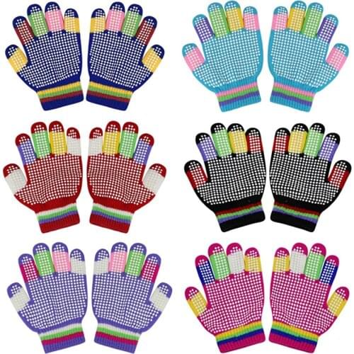 Kids Gloves Winter Outdoor Play Warm Full Finger Gloves for Child Kids 3-8Y Boys Girls Cute Knitted Mittens for Students Gifts