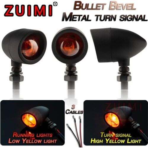 For Harley For Honda For Suzuki For Kawasaki 2Pcs Motorcycle Retro Black Shell 3-Wire Hooded Motorcycle LED Turn Signal Light