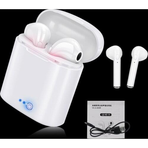 I7-Tws wireless headset Bluetooth earphones twin headphones Bluetooth headset with charging box for all smartphones
