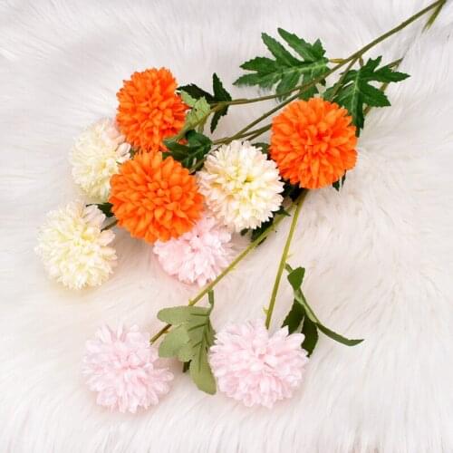Simulation Dandelion Artificial Flower Multi-color 3 Head Ball Chrysanthemum Chrysanthemum Wedding Decoration Flower
