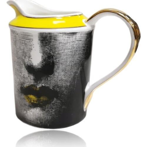 Creative Lady Face Portrait Milk Jug Coffeemaker Milk Pot Hot Chocolate Maker Cup Ceramic Classical Malian Style Tableware