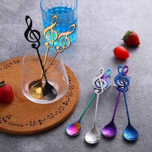 Stainless Steel Musical Notes Coffee Milk Stirring Teaspoon Ice Cream Spoon