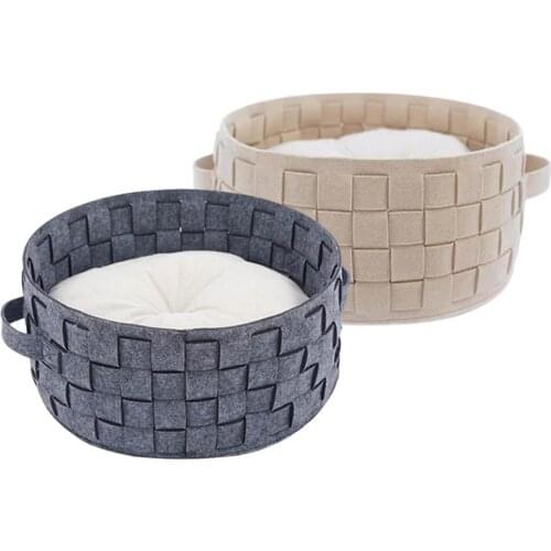 Soft Bed Round Cat Cushion Bed Soft Comfortable Pet Nest Kitten Sleeping Bed Fluffy Cat Sleeping Basket Comfortable Touch Kennel