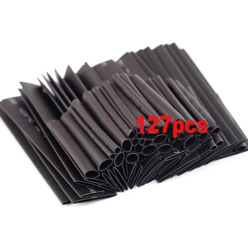 127 Pcs Black Electrical Cable Tube kits Tubing Wrap Sleeve Wire Cable Insulated Sleeving heat shrink tubing Set
