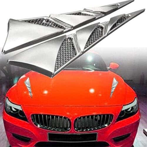 1 Pair Car Exterior Decoration Car Hood Stickers Black Universal Side Air Intake Flow Vent Cover Decorative Car-styling Dropship