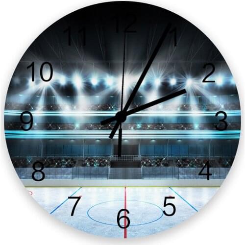 Ice Hockey Playing Field Wall Clock Modern Design Living Room Silent Home Clock Children Room Decoration Wall Watch Mechanism