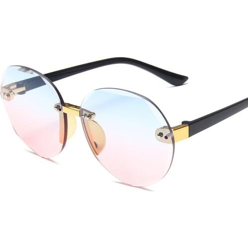 New Rimless Trimmed Polygon Childrens Sunglasses Boy Girl Gradient Round Lens Kid Sun Glasses High Quality Goggle Baby Eyewear