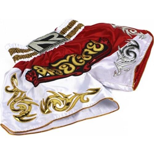 New arrivals Muay thai shorts kick boxing shorts mma fight trunks short mma combat sport pants Black Red silver for men women