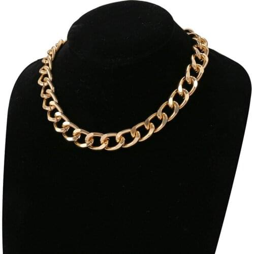 Punk Hip Hop Curb Cuban Thick Short Choker Necklace Minimalist Gold Color Big Chunky Collar Chain Necklace Women Party Jewelry