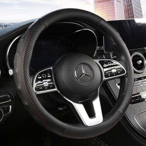 Anti Slip Car Carbon Fiber Steering Wheel Cover for Mercedes Ben AMG 38cm Models A C CLA E GLA GLC GLE S B CLS Class Accessories