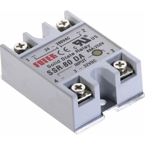 1pcs SSR-80DA 80A Solid State Relay Module 3-32V DC Input 24-380VAC