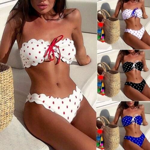 Sexy Bikini 2021 Bandeau Swimsuit Female Swimwear Women Mini Bikini Set Bather Swimming Beachwear for Bathing Suit