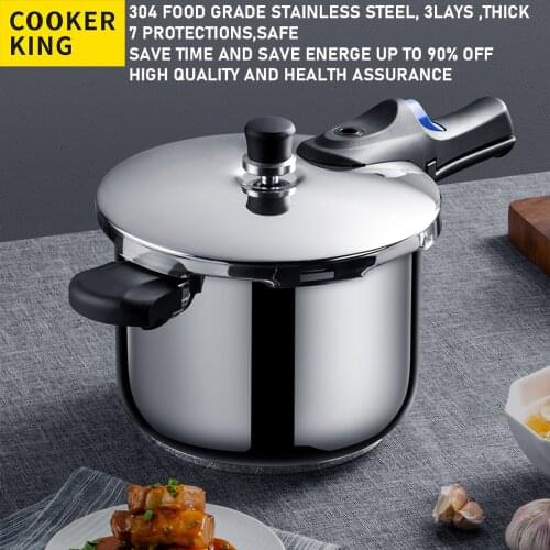COOKER KING 304 Stainless Steel Pressure Cooker Cookware Soup Meats Steamer Pot For All Stoves Including Induction 4L