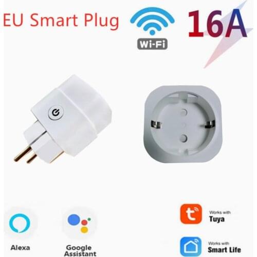 1-8pcs Tuya 16A EU Standard WiFi Smart Plug With Power Monitor, Smart Life APP Remote Smart Socket Works For Google Home, Alexa