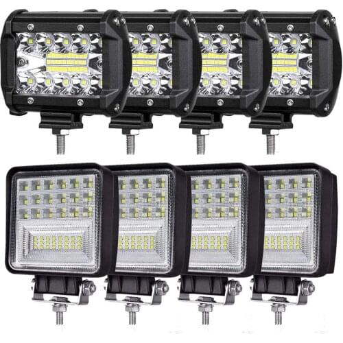 Led lights Pod 4pcs Spot 60W Offroad Lights Bar 4pcs 126W Square LED Work Driving Fog Lights 4 inch for 4x4 Pickup Truck ATV