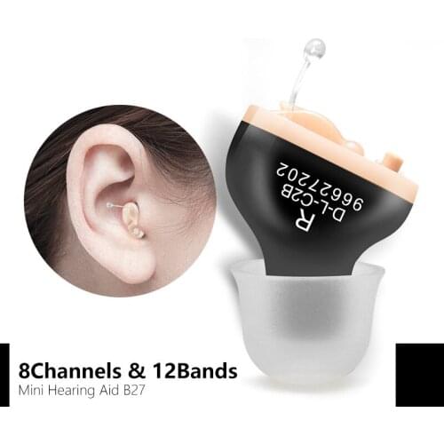 T27 Mini CIC Hearing Aid Amplifier Digital Wireless Sound Enhancer Ear Earbuds For Seniors Deaf Severe Hearing Loss Aid Support