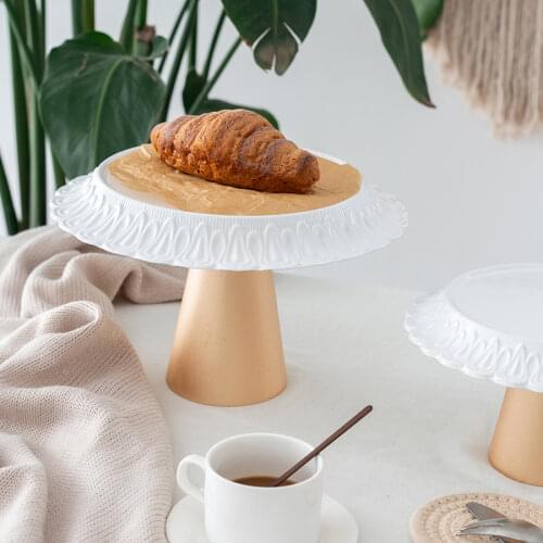 SWEETGO Vintage Champagne gold cake stand Shallow pallet home decorations cake tools bread food fruit