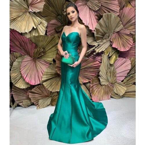 2021 Evening Dress Mermaid Satin Court Train Sweetheart Sleeveless Women Formal Party Gowns Charming Custom Factory Fishtail