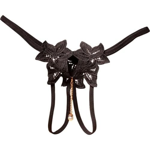 Women sexy lingerie for sex hot erotic transparent underwear open crotch panties for sex g-string with floral pattern